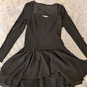 SHEIN Black Long Sleeve Dress with Bow Details